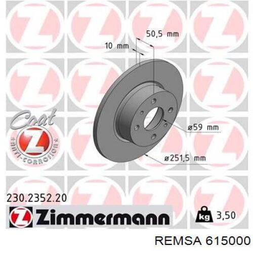 Задний тормозной диск Remsa 615000 цена, от 27.41 USD