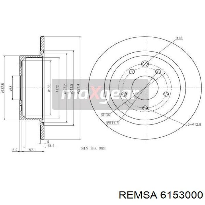 Тормозные диски 6153000 Remsa