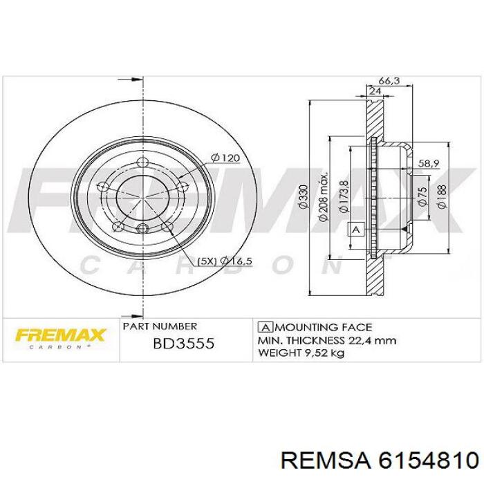Купить 6154810 Remsa Ротор тормозной