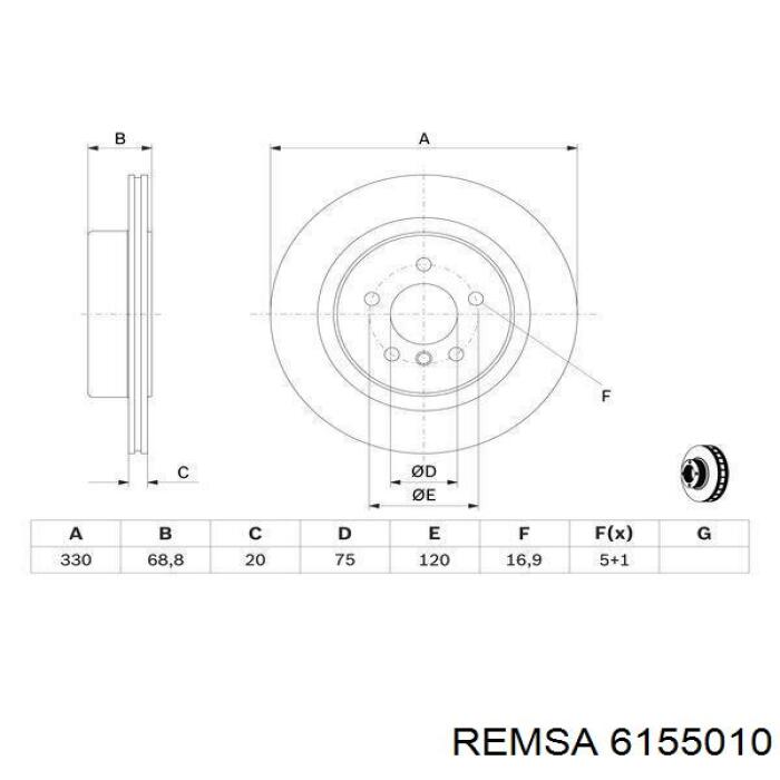 Купить 6155010 Remsa Диск тормозной задний