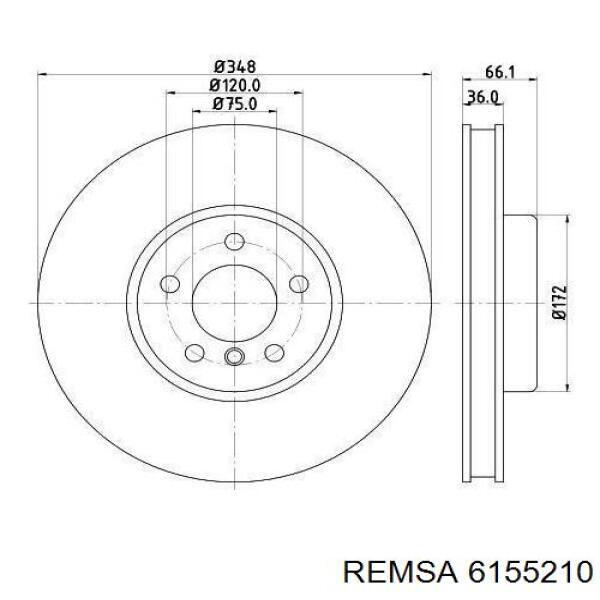 Передние тормозные диски 6155210 Remsa