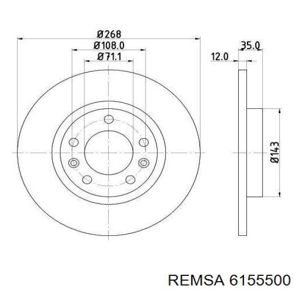 Купить 6155500 Remsa Диск тормозной задний
