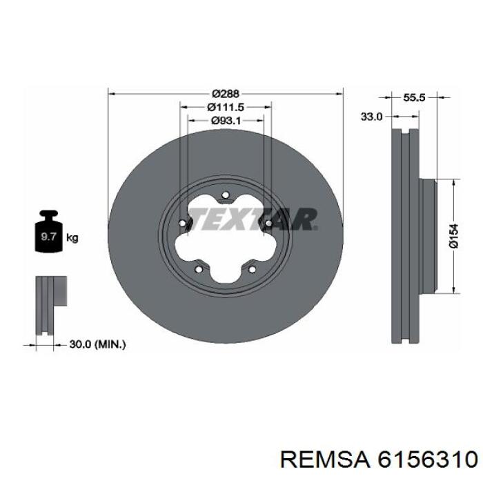 Тормоз дисковый передний Remsa 6156310 цена, от 59.09 USD