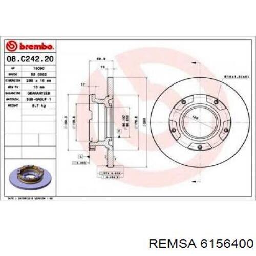 Задний тормозной диск Remsa 6156400 цена, от 63.11 USD