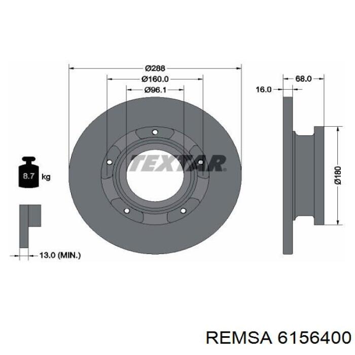 Задний тормозной диск Remsa 6156400 цена, от 63.11 USD