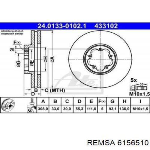 Передний тормозной диск Remsa 6156510