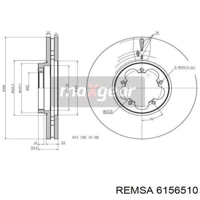 Тормоз дисковый передний Remsa 6156510 цена, от 63.87 USD