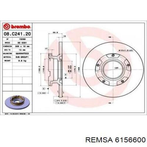 Купить 6156600 Remsa Диск тормозной задний