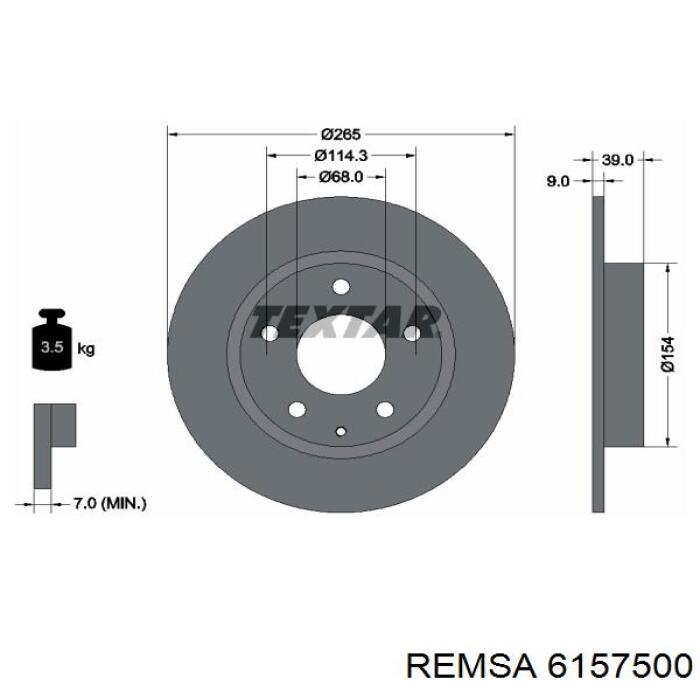 Купить 6157500 Remsa Диск тормозной задний