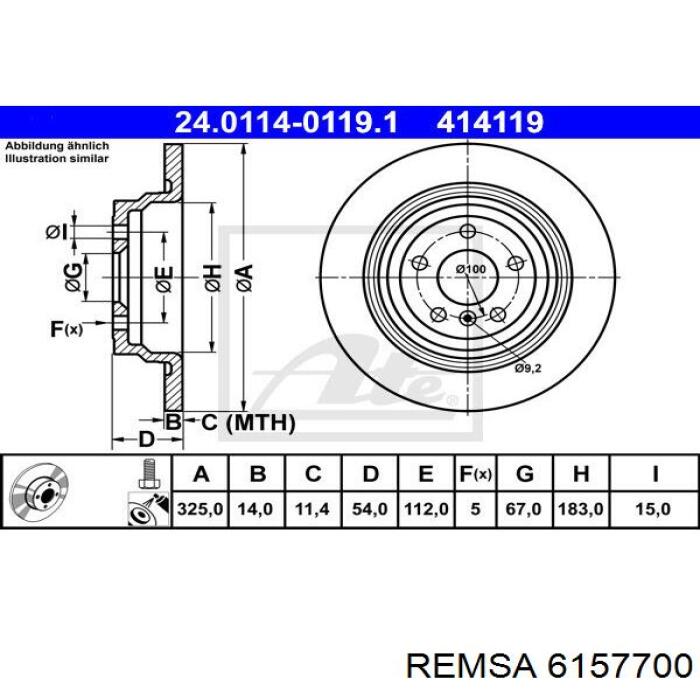 Тормозные диски 6157700 Remsa
