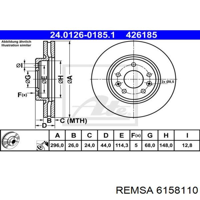 Тормоз дисковый передний Remsa 6158110 цена, от 64.06 USD