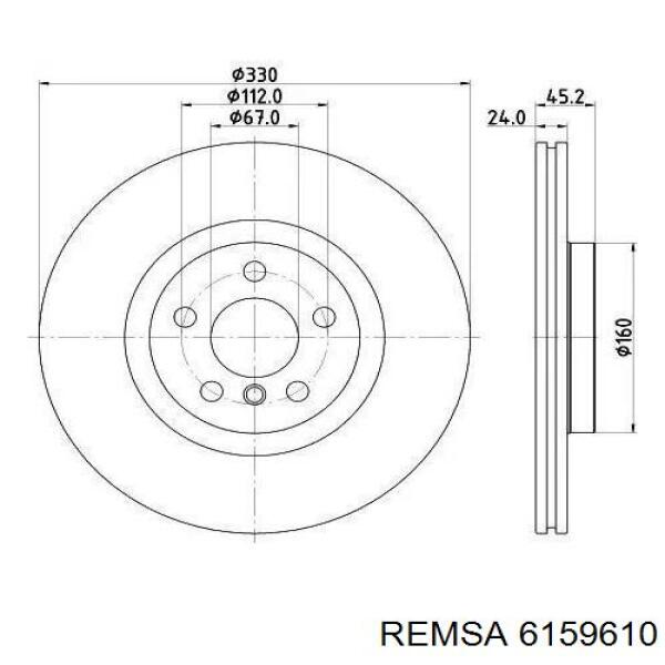 Передние тормозные диски 6159610 Remsa
