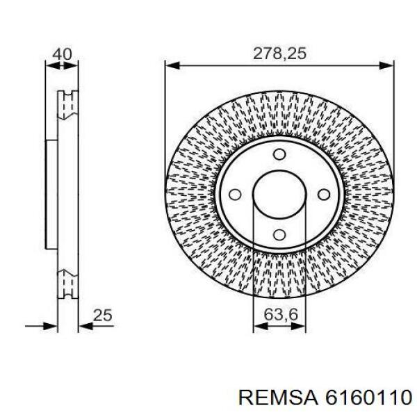 Передние тормозные диски 6160110 Remsa