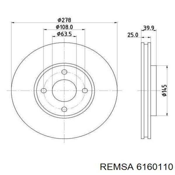 Тормоз дисковый передний Remsa 6160110 цена, от 46.94 USD