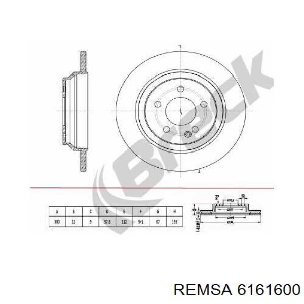 6161600 Remsa Дисковый тормоз
