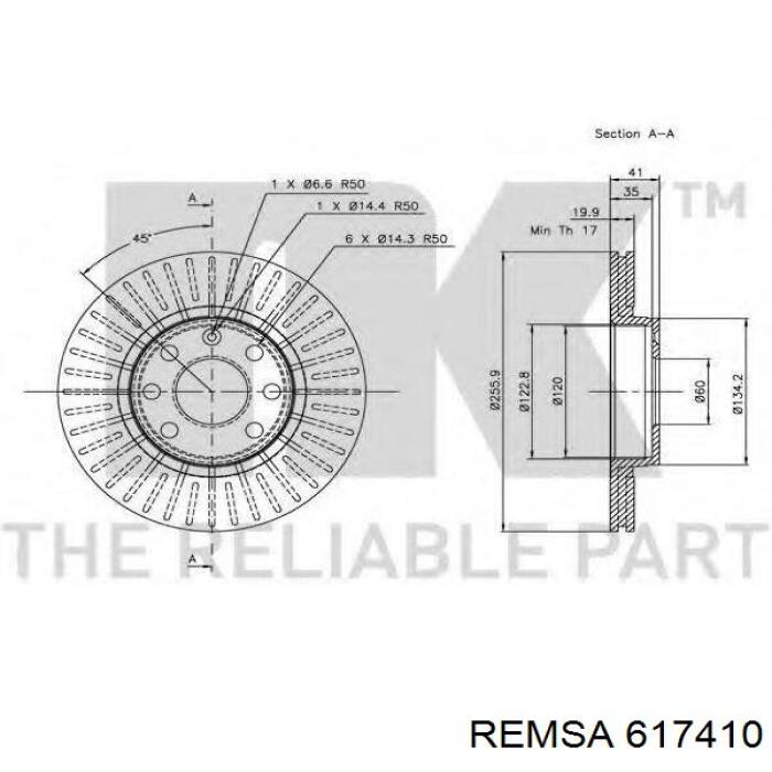 Передние тормозные диски 617410 Remsa