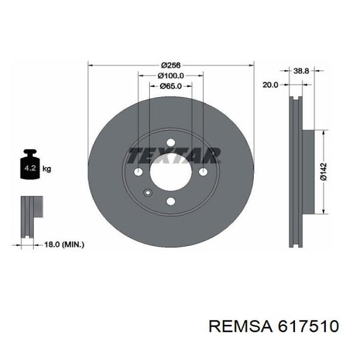 Передние тормозные диски 617510 Remsa