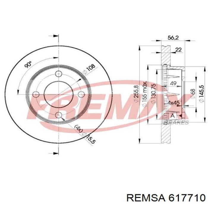 Тормоз дисковый передний Remsa 617710 цена, от 33.52 USD