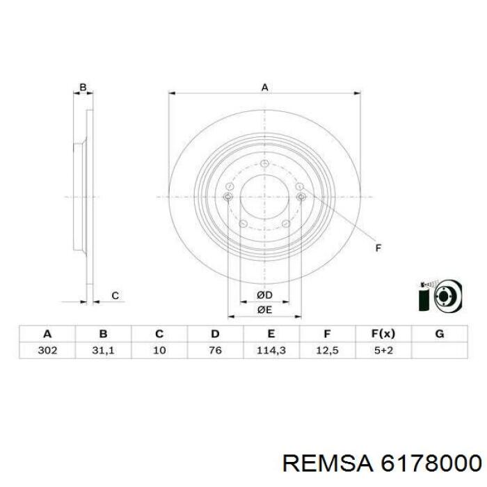 Купить 6178000 Remsa Диск тормозной задний