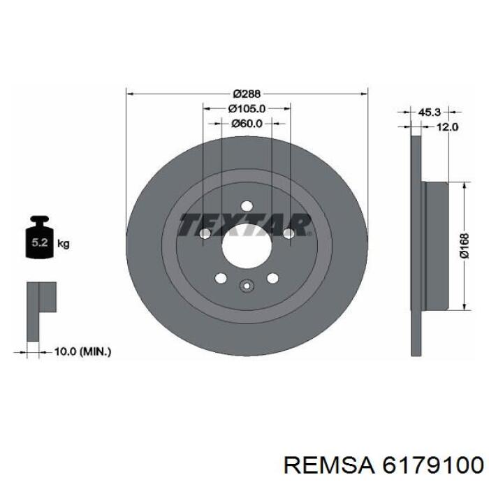 61791.00 Remsa disco do freio traseiro