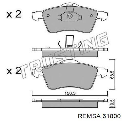 Передние тормозные колодки 61800 Remsa