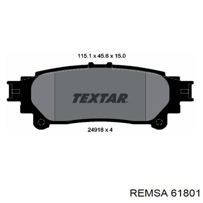 Передние тормозные колодки 61801 Remsa