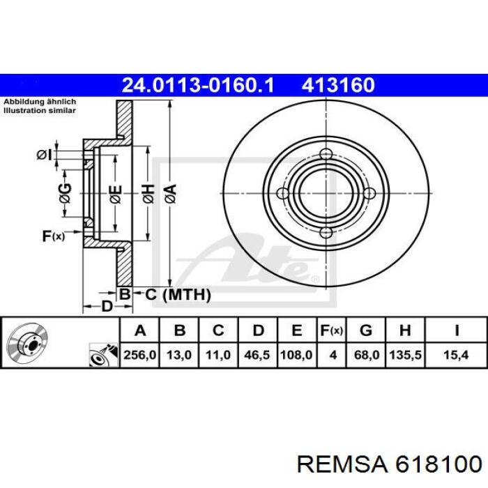 Передние тормозные диски 618100 Remsa