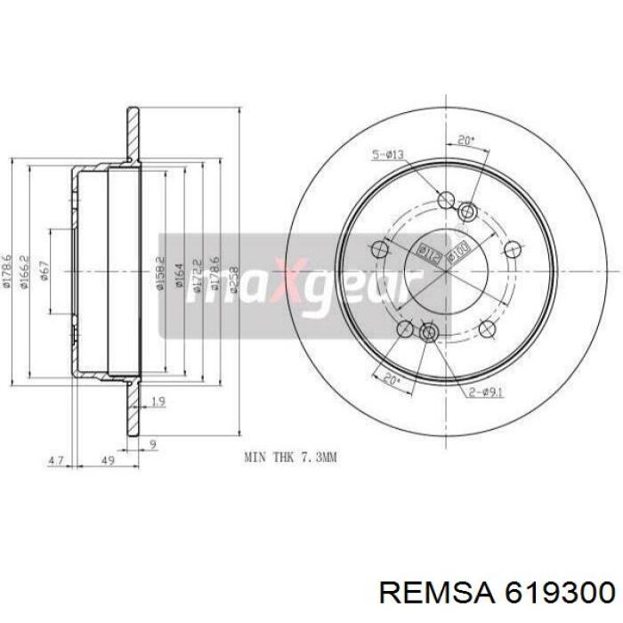 Задний тормозной диск Remsa 619300 цена, от 26.77 USD