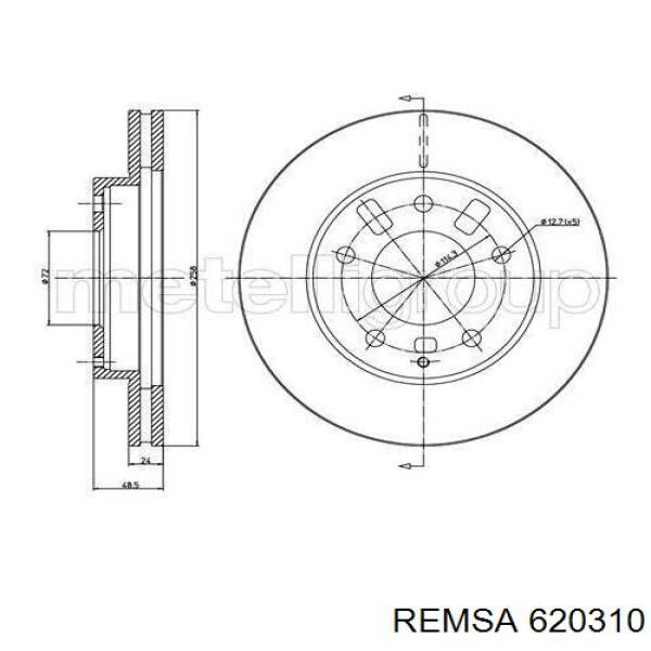 Передние тормозные диски 620310 Remsa