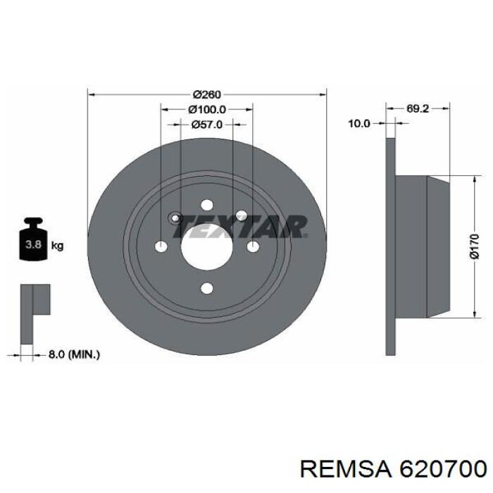 Задний тормозной диск Remsa 620700 цена, от 29.88 USD