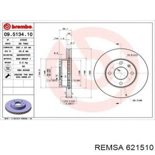 Купить 621510 Remsa Ротор тормозной