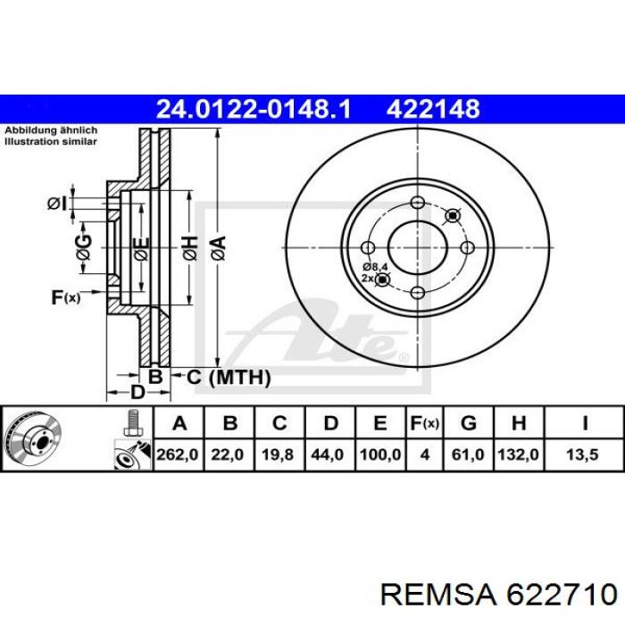 Тормоз дисковый передний Remsa 622710 цена, от 34.91 USD