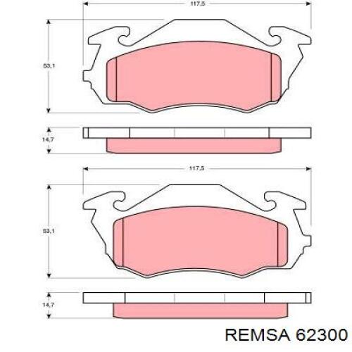 Передние тормозные колодки 62300 Remsa