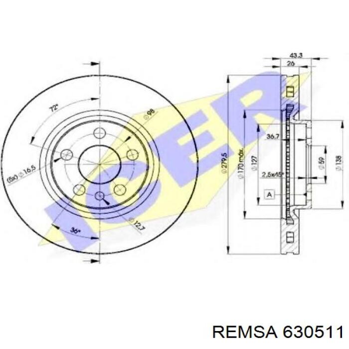 Купить 630511 Remsa Ротор тормозной