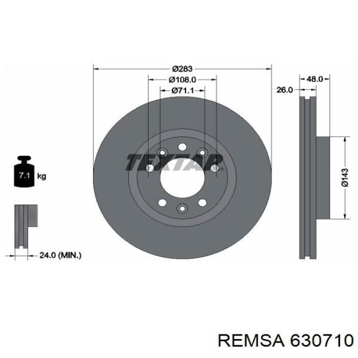 Тормоз дисковый передний Remsa 630710 цена, от 42.26 USD