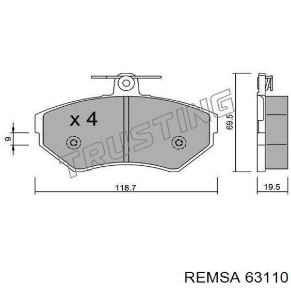 63110 Remsa колодки тормозные передние дисковые