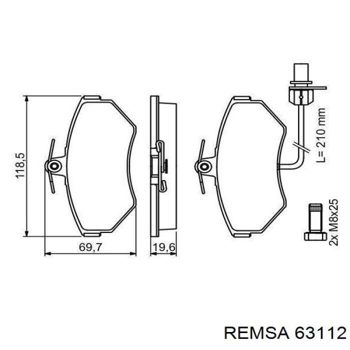 Передние тормозные колодки 63112 Remsa