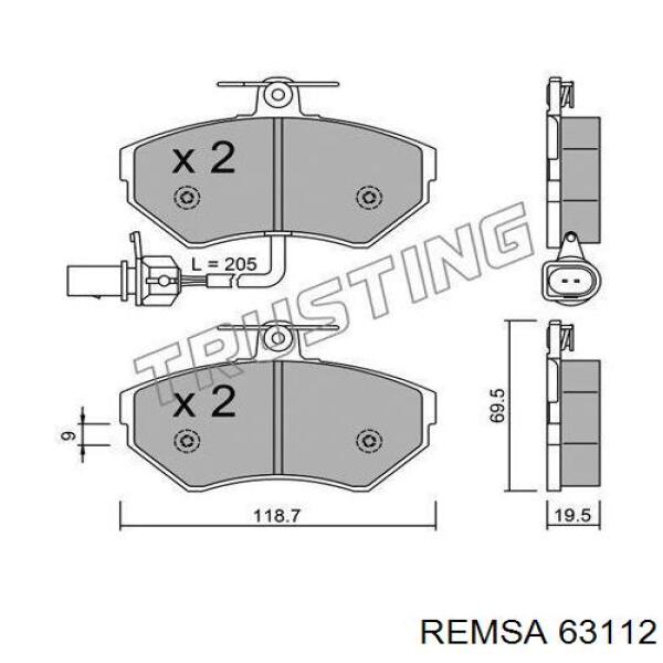 63112 Remsa передние тормозные колодки