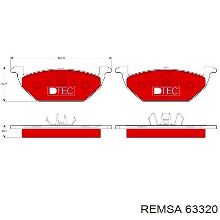 Передние тормозные колодки 63320 Remsa