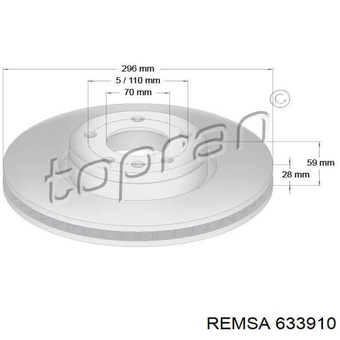 Передние тормозные диски 633910 Remsa