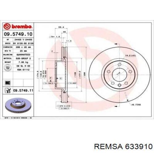 Тормоз дисковый передний Remsa 633910 цена, от 53.21 USD