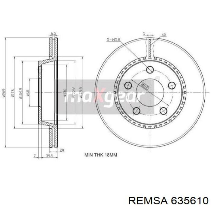 Купить 635610 Remsa Диск тормозной задний