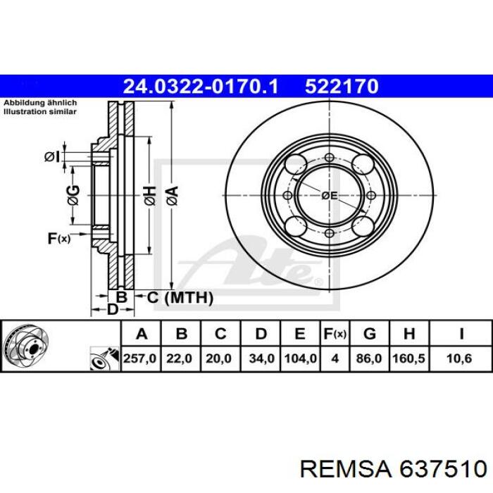 637510 Remsa Диск тормозной передний