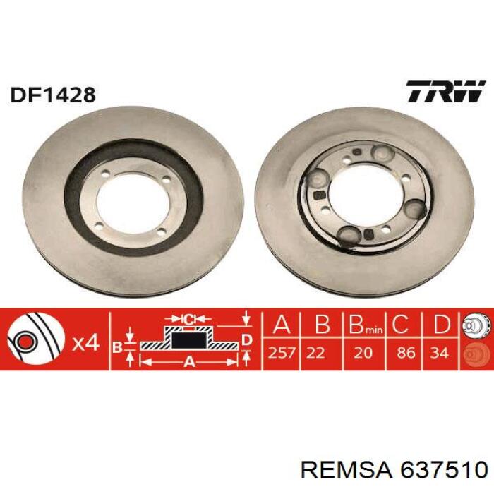 Тормоз дисковый передний Remsa 637510 цена, от 25.14 USD