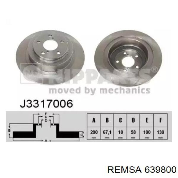 Купить 639800 Remsa Диск тормозной задний