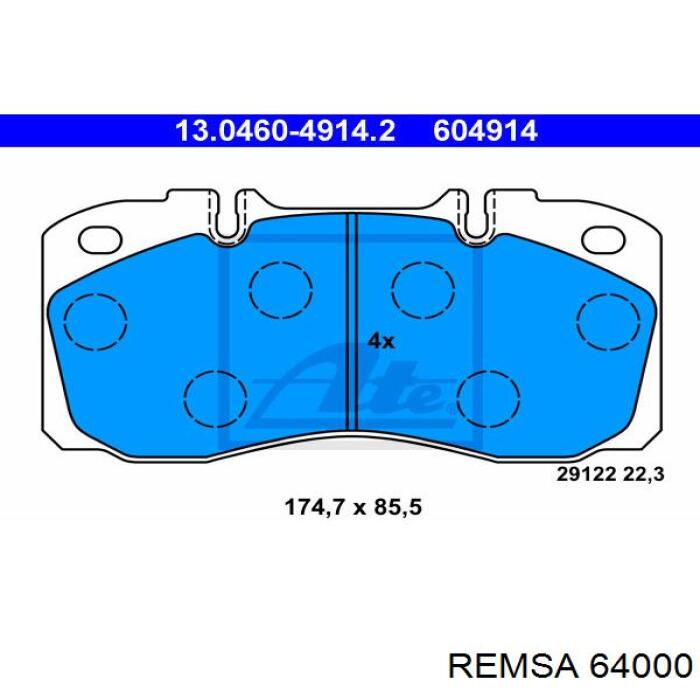 Передние тормозные колодки 64000 Remsa