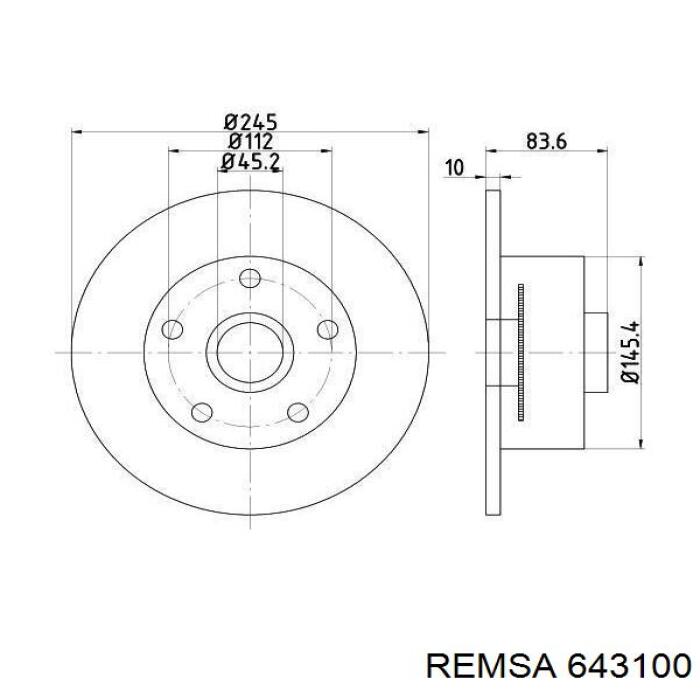 Купить 643100 Remsa Диск тормозной задний