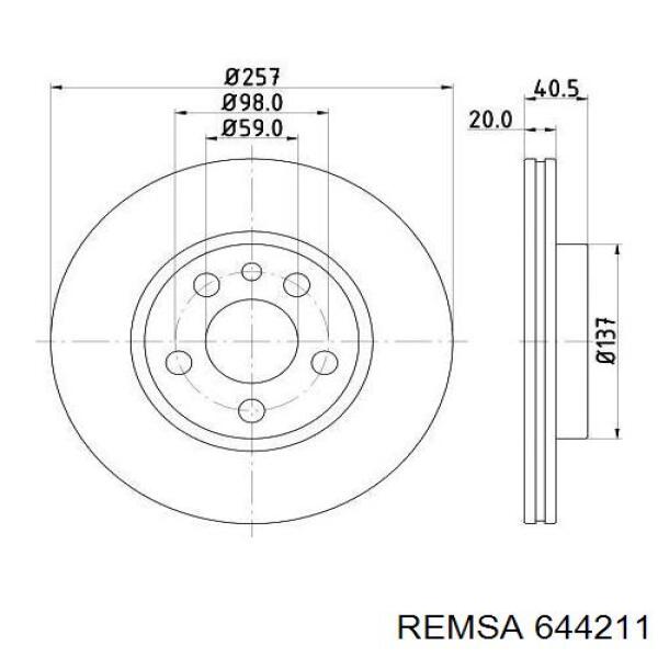 Передние тормозные диски 644211 Remsa