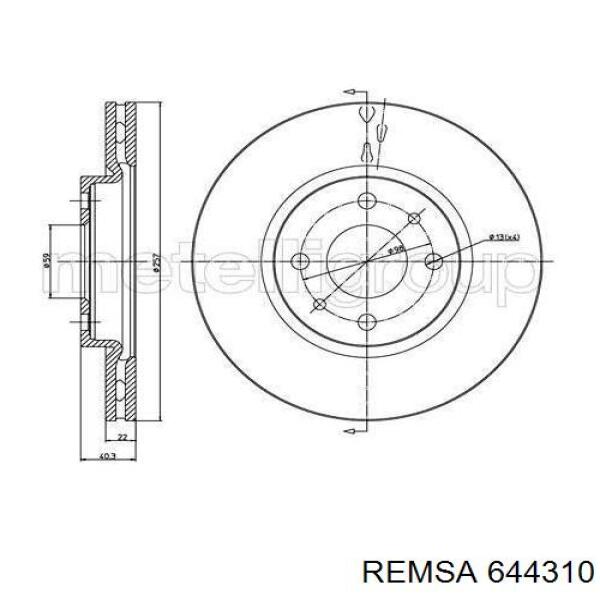 Передние тормозные диски 644310 Remsa