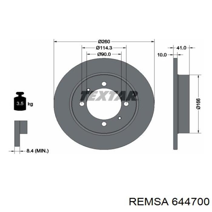 Купить 644700 Remsa Диск тормозной задний